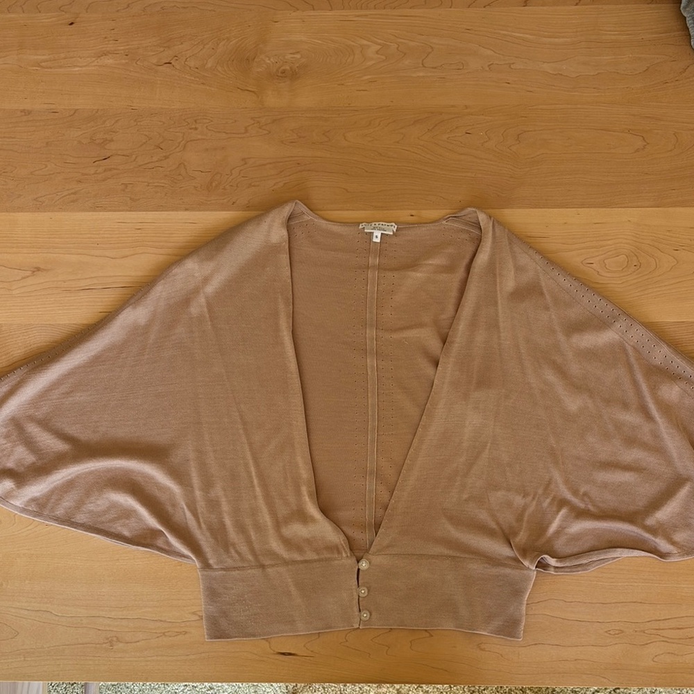 Lutz & Patmos Tan Silk Button-Up Cardigan